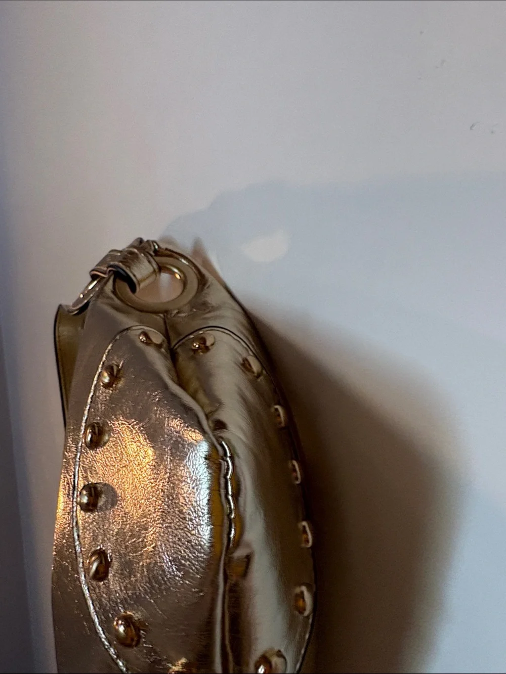 Stradivarius Metallic Gold Studded Shoulder Bag
